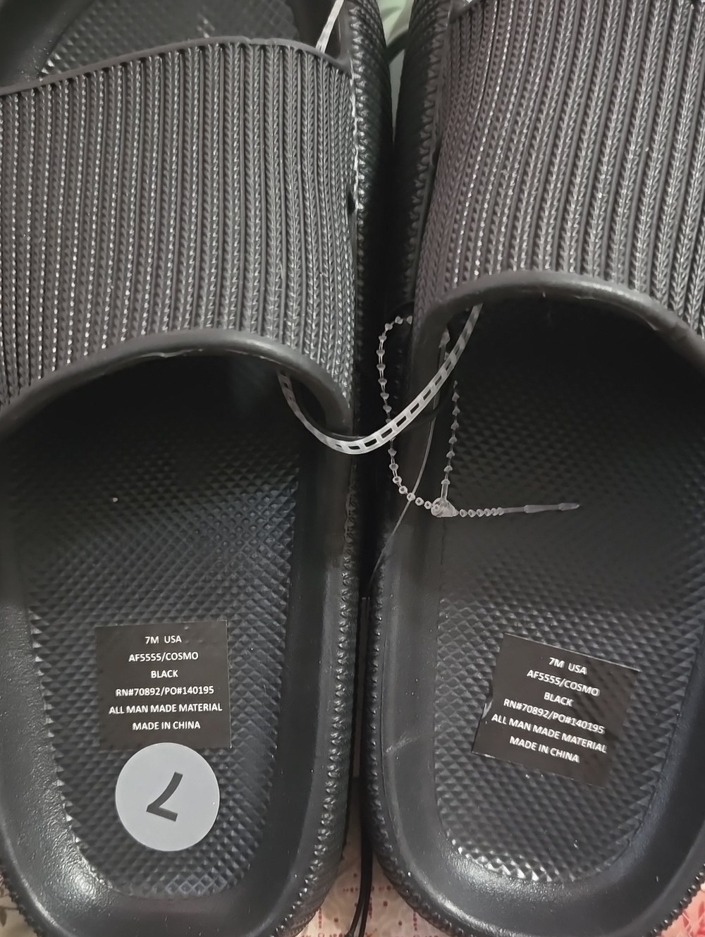 Apana Black Ribbed Slide Sandals for Men